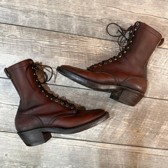 Vintage Heritage Leather Packer Style Vibram Workwear Western Boots Men 12 B - Picture 2 of 16